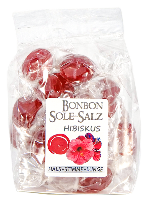 SALZBONBONS AUS ROSA KRISTALLSALZ-SOLE - HIBISKUS 100g