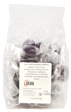 Zuckerfreie Salzbonbons mit Rosa-Kristallsalz-Sole - Holunderbeere 100 g