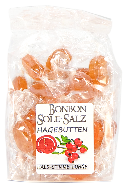 Salzbonbons aus rosa Kristallsalz-Sole - Hagebutten 100 g