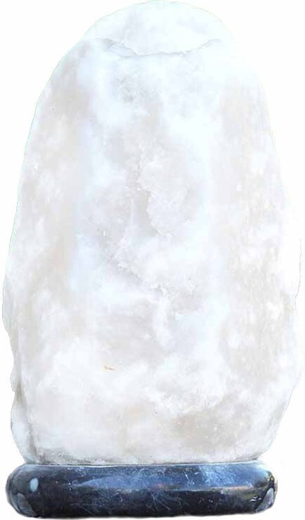 NATÜRLICHE SALZKRISTALLLAMPEN WEIß 2-3 KG MIT GRAU MARMORSOCKEL