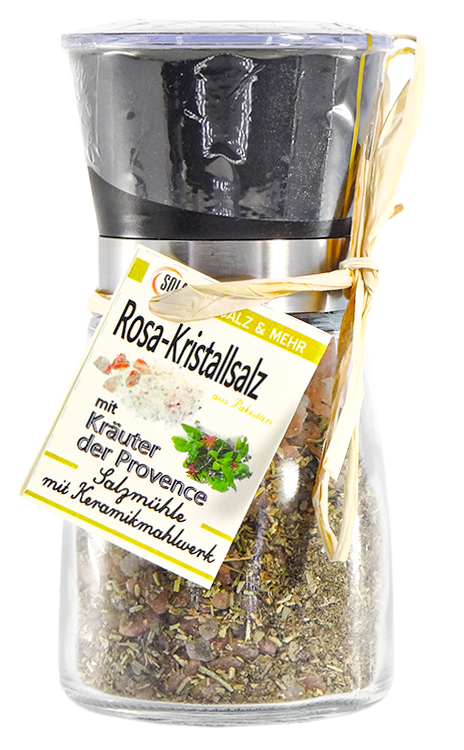Avangarde Salz-Mühle - Rosa Kristallsalz (bekannt als Himalaya Salz) mit Kräuter der Provence 180 Gramm