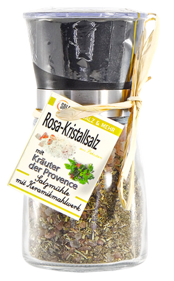 Avangarde Salz-Mühle - Rosa Kristallsalz (bekannt als Himalaya Salz) mit Kräuter der Provence 180 Gramm