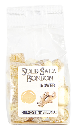 Kristall-Salinenbonbons aus Natursole, Ingwer 100 g