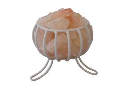 Salzkristalllampe - Feuerkorb weiss