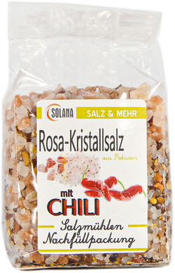 SALZKRISTALLE REINES ROSA ( bekannt als Himalaya Salz)  MIT CHILLI 300G