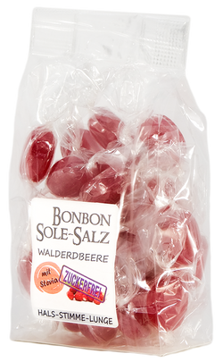 Zuckerfreie Salzbonbons mit Rosa-Kristallsalz-Sole - Walderbeere 100 g