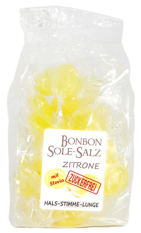 ZUCKERFREIE SALZBONBONS MIT ROSA-KRISTALLSALZ-SOLE - ZITRONE 100g