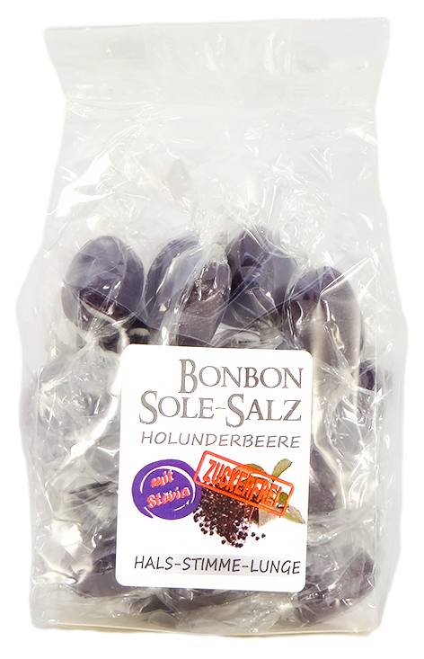 Zuckerfreie Salzbonbons mit Rosa-Kristallsalz-Sole - Holunderbeere 100 g