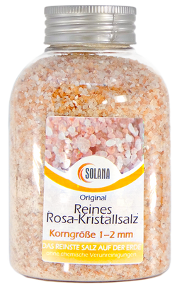 REINES ROSA KRISTALLSALZ (bekannt als Himalaya Salz)  KÖRNUNG 1-2 mm   Flasche 600g