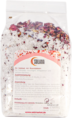 Natürliches Badekristallsalz mit Rosenblättern 600 g