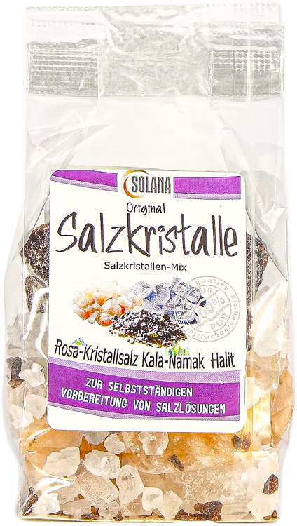 SALZKRISTALLEN-MIX aus KALA-NAMAK, HALIT UND SALZKRISTALLE REINES ROSA  (bekannt als Himalaya Salz)  600 Gramm Beutel