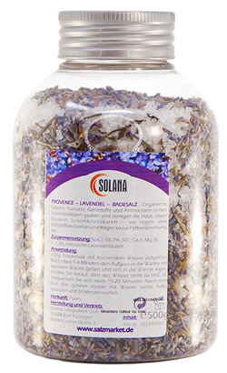 Natürliches Badekristallsalz mit Lavendel, Flasche 500 g