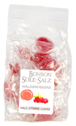 SALZBONBONS AUS HIMALAYA-KRISTALLSALZ-SOLE - WALDERDBEERE 100g