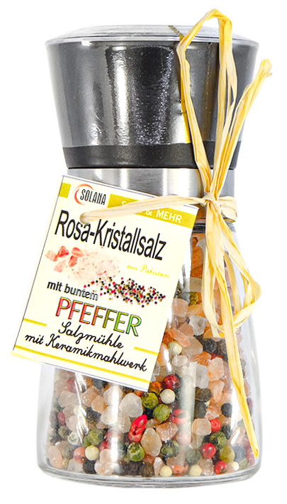 AVANGARDE SALZ-MÜHLE - ROSA KRISTALLSALZ (bekannt als Himalaya Salz) mit buntem Pfeffer 180 Gramm