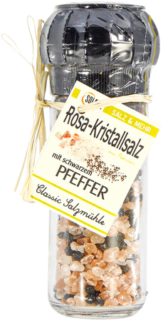 CLASSIC SALZ-MÜHLE – REINES ROSA SALZ MIT SCHWARZEM PFEFFER  105G