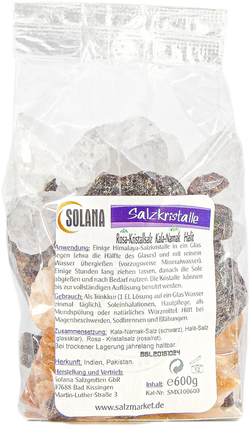Salzkristallen-Mix aus Kala-Namak, Halit und Salzkristalle Reines Rosa (bekannt als Himalaya Salz) 600 Gramm Beutel
