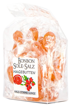 Salzbonbons aus rosa Kristallsalz-Sole - Hagebutten 100 g