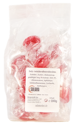 Salzbonbons aus Himalaya-Kristallsalz-Sole - Walderdbeere 100 g