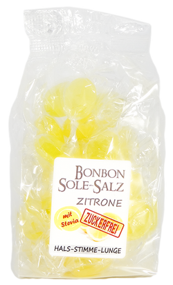 ZUCKERFREIE SALZBONBONS MIT ROSA-KRISTALLSALZ-SOLE - ZITRONE  100g