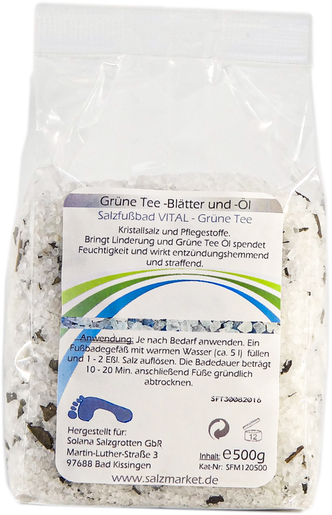 SALZFUßBAD VITAL - Grüne Tee -Blätter und -Öl  500 g