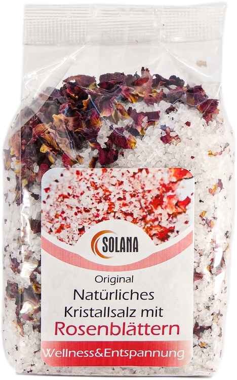 Natürliches Badekristallsalz mit Rosenblättern 600 g