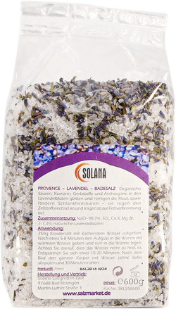 NATÜRLICHES BADEKRISTALLSALZ MIT LAVENDEL  600 g