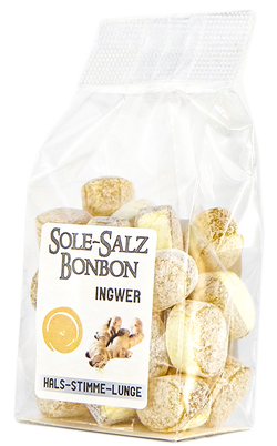 Kristall-Salinenbonbons aus Natursole, Ingwer 100 g