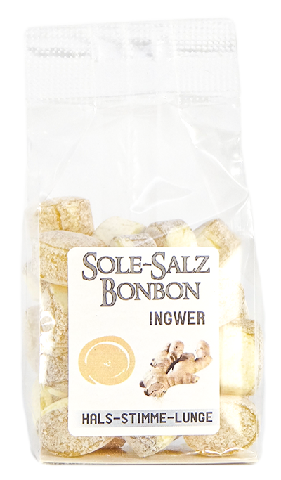 KRISTALL SALINENBONBONS AUS NATURSOLE - INGWER 100g