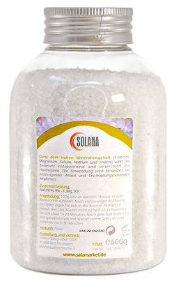 Kristallbadesalz mit Magnesium und Kalium Körnung 1-2 mm Flasche 600 G